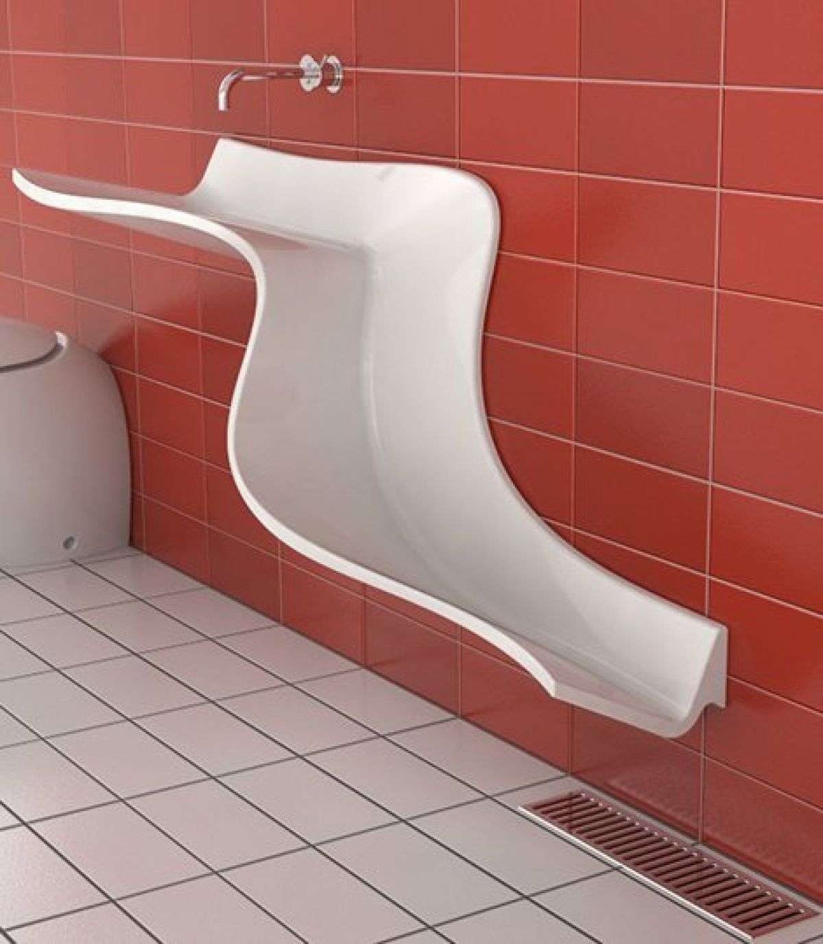 A sink that looks like a water slide