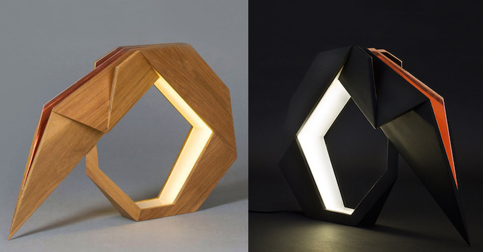 The Oru table lamp in geometric design