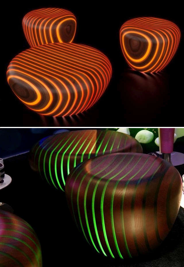 LED embedded wood seating