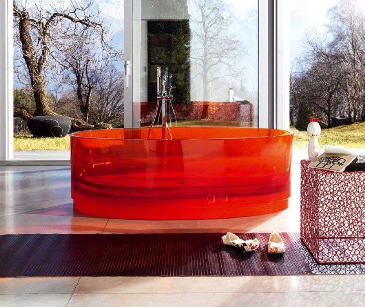 Transparent red bathtub