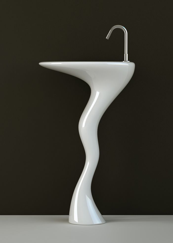 Sink with a curvy sinuous pedestal base 
