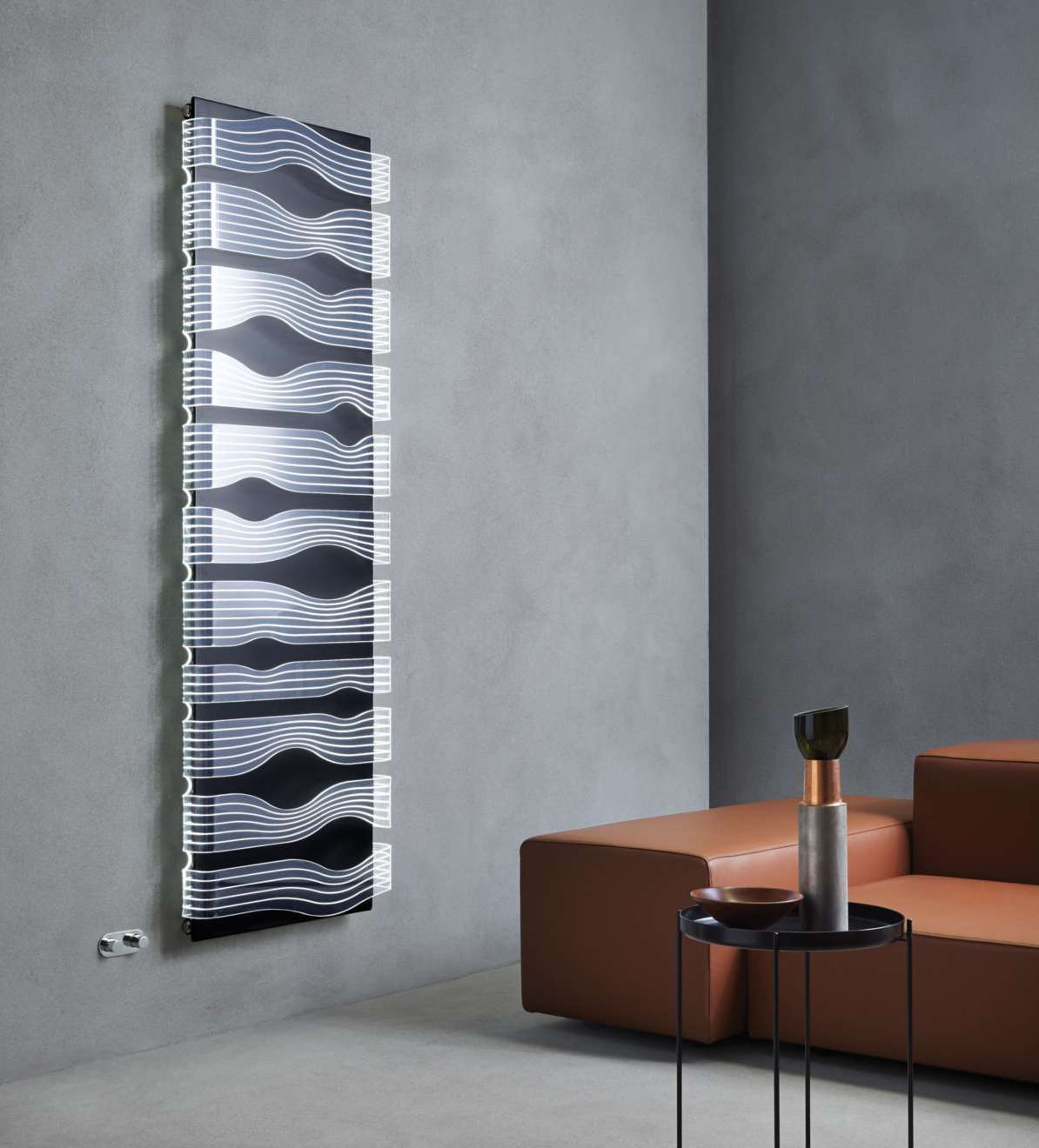 Wall heater faced with LED back lit acrylic panels