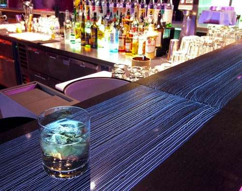 Back-lit translucent concrete bar top