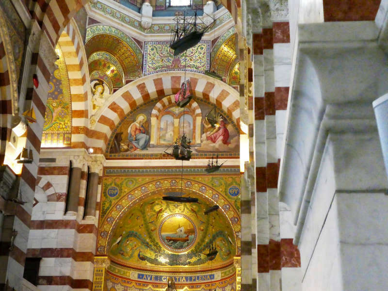 Marseille Basilica decorated with ex-votos from grateful sailors and aviators