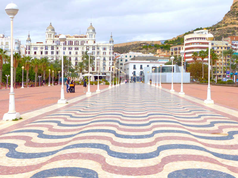 Alicante Explanada de España with mosaics in a wave pattern