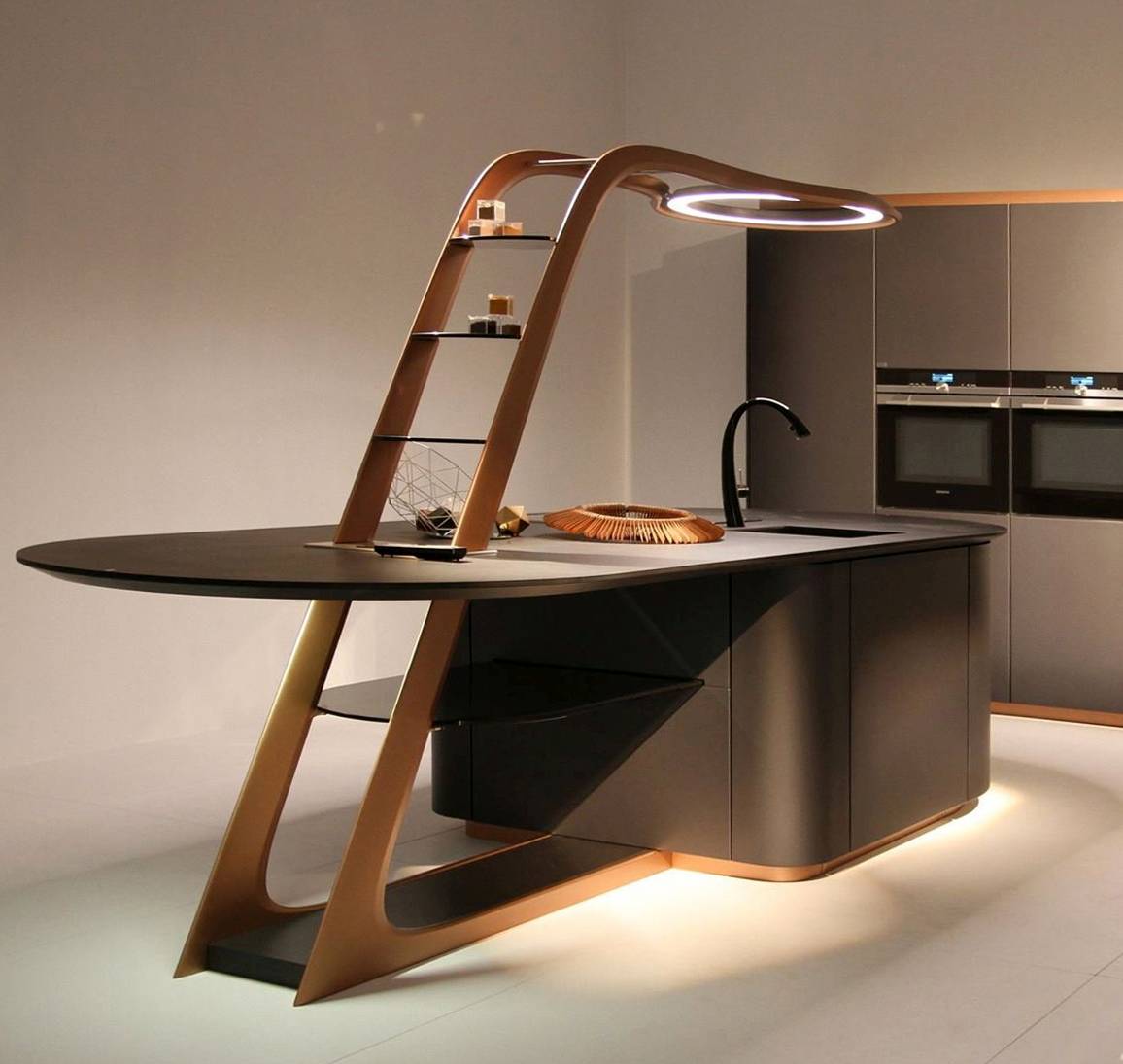 Kitchen cabinetry of carbon fiber and hi tech finishes 