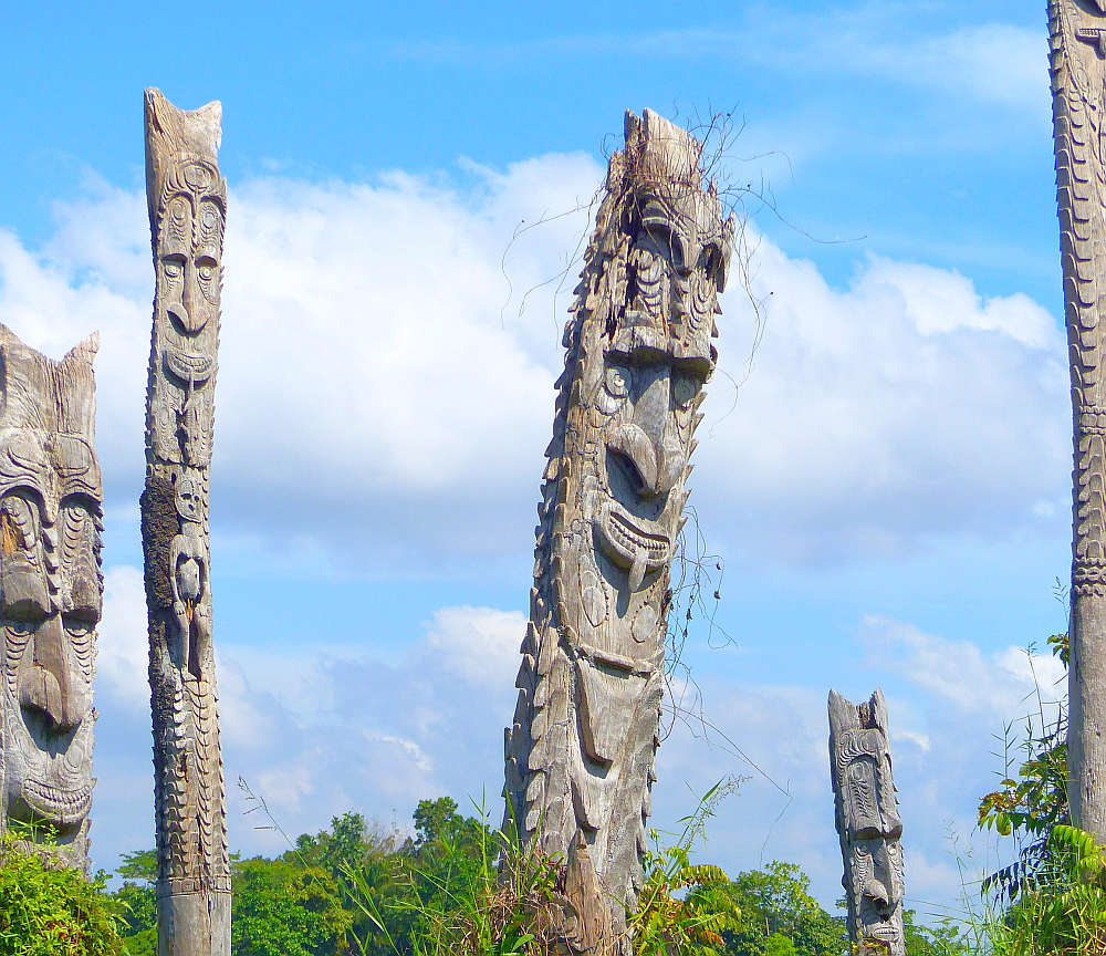 Crocodile totems of Sepik River crocodile village