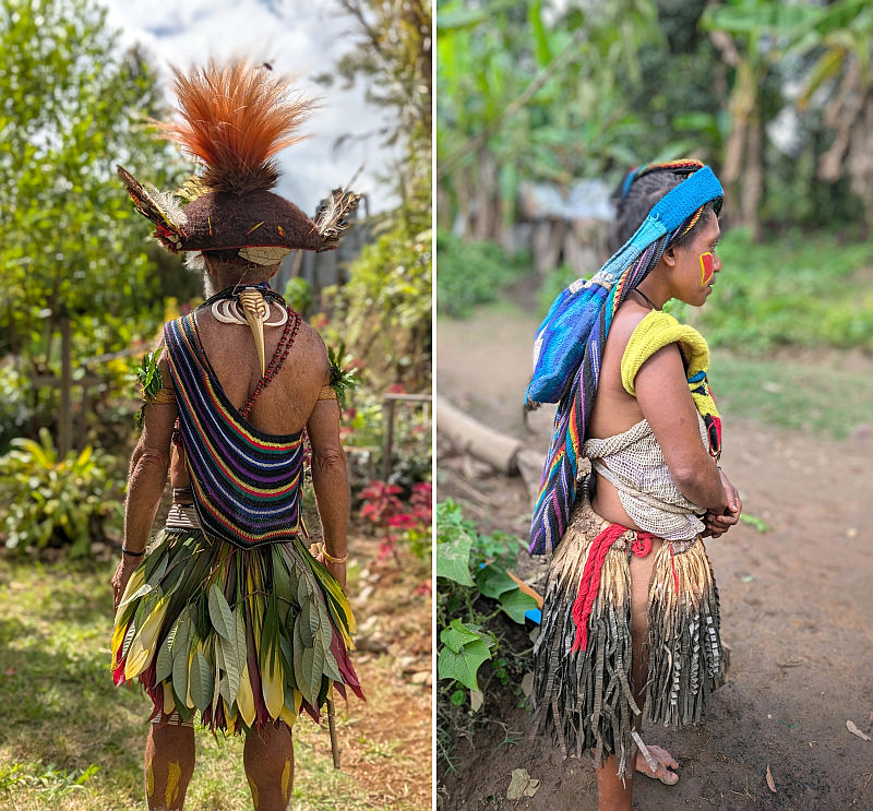 Different ways the bilum bag is worn between Men & Women