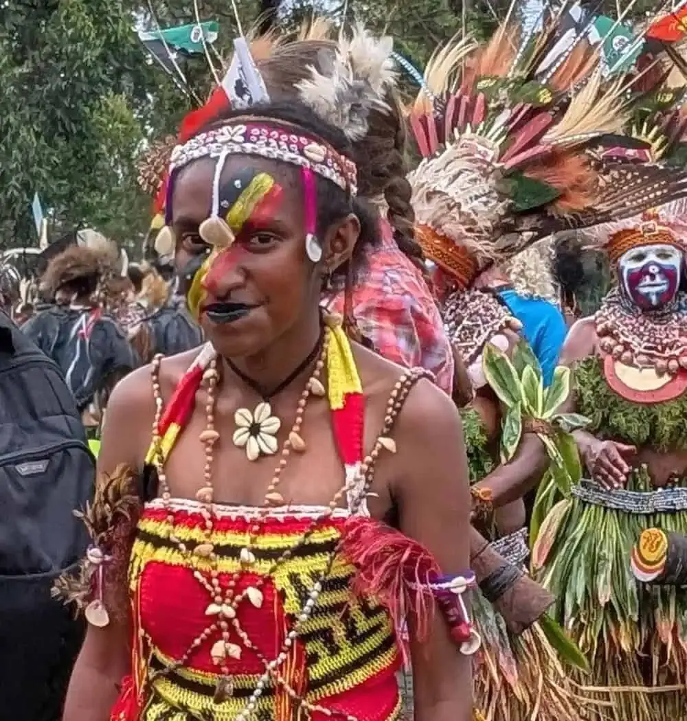 Face Painting with Red, Black, and Yellow of National Flag