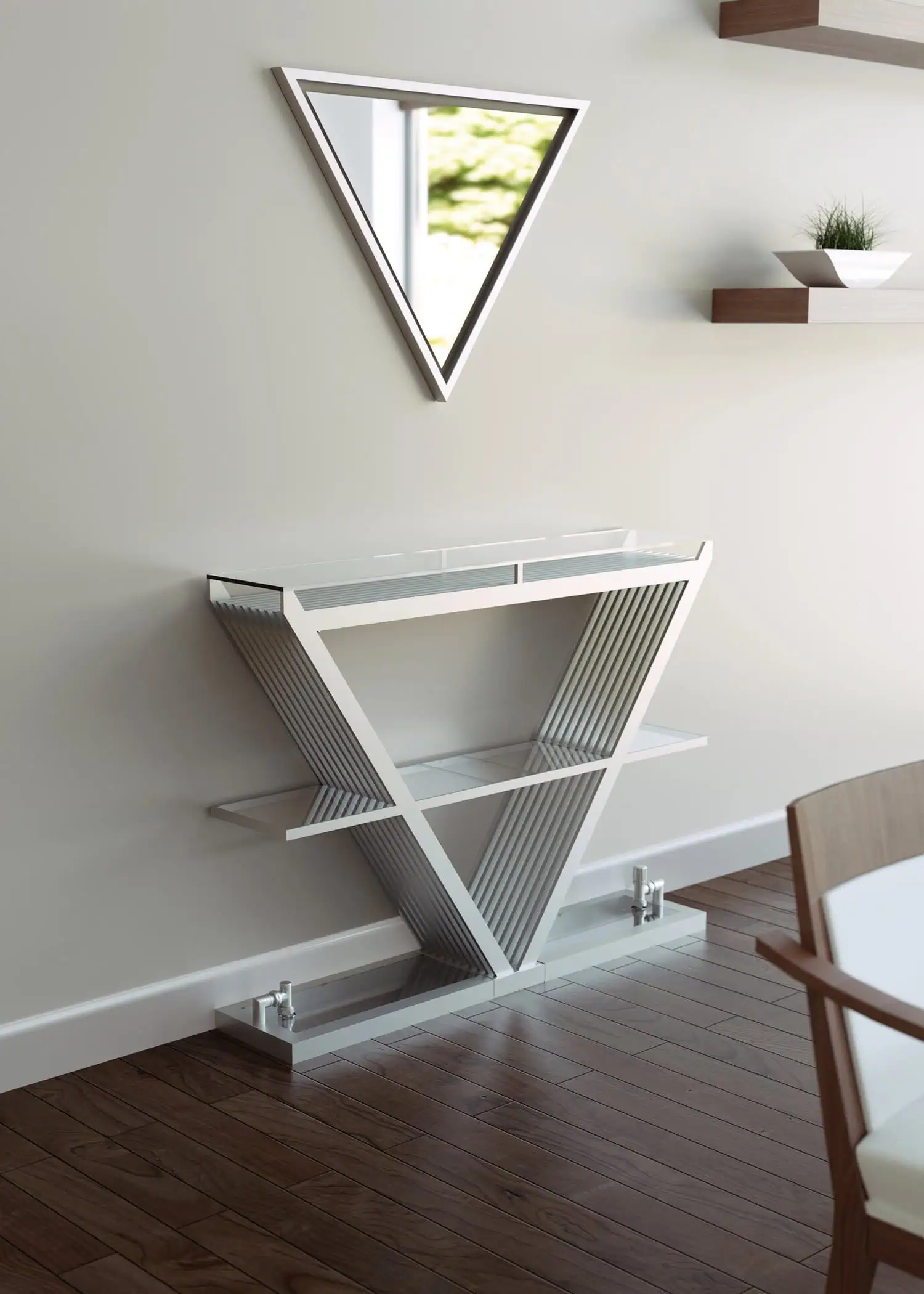 Heater that looks like a console table with matching mirror