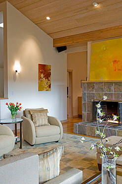 InterSpace Design - Mix of Custom and Reupholstered Seating in Living Room of Los Altos home